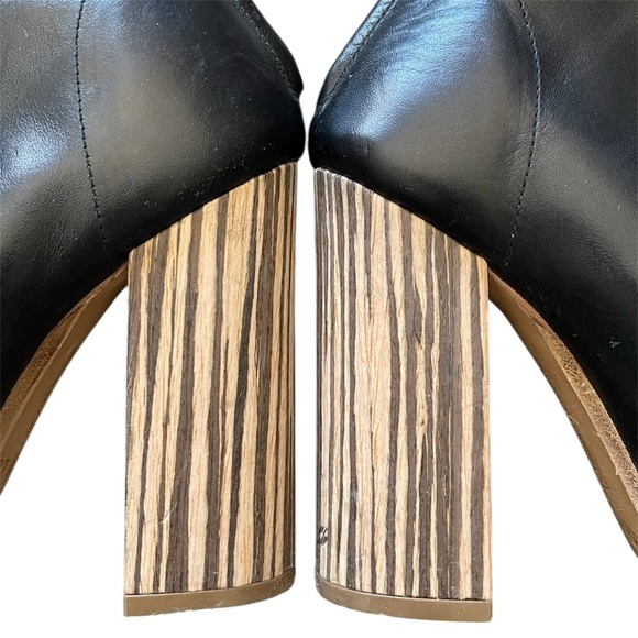 Alberto Fermani Size 9 Black Leather Peeptoe Booties - Picture 4 of 8